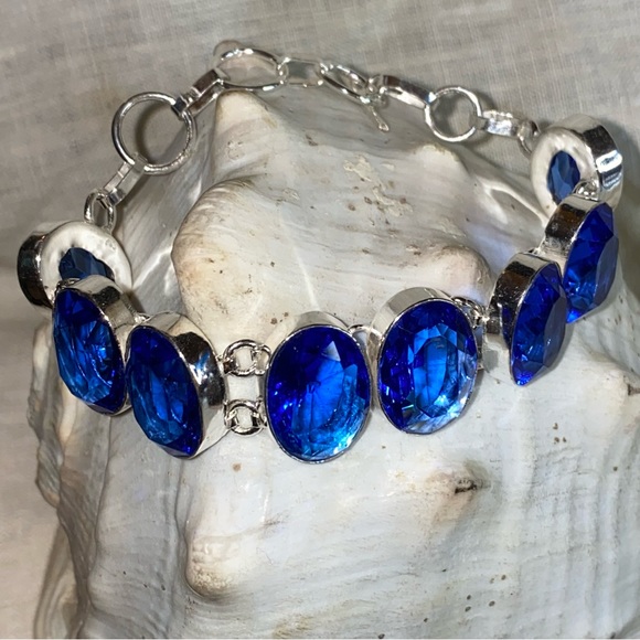 Sparkly London Blue Topaz multi-gem handcrafted Bracelet - Picture 1 of 11